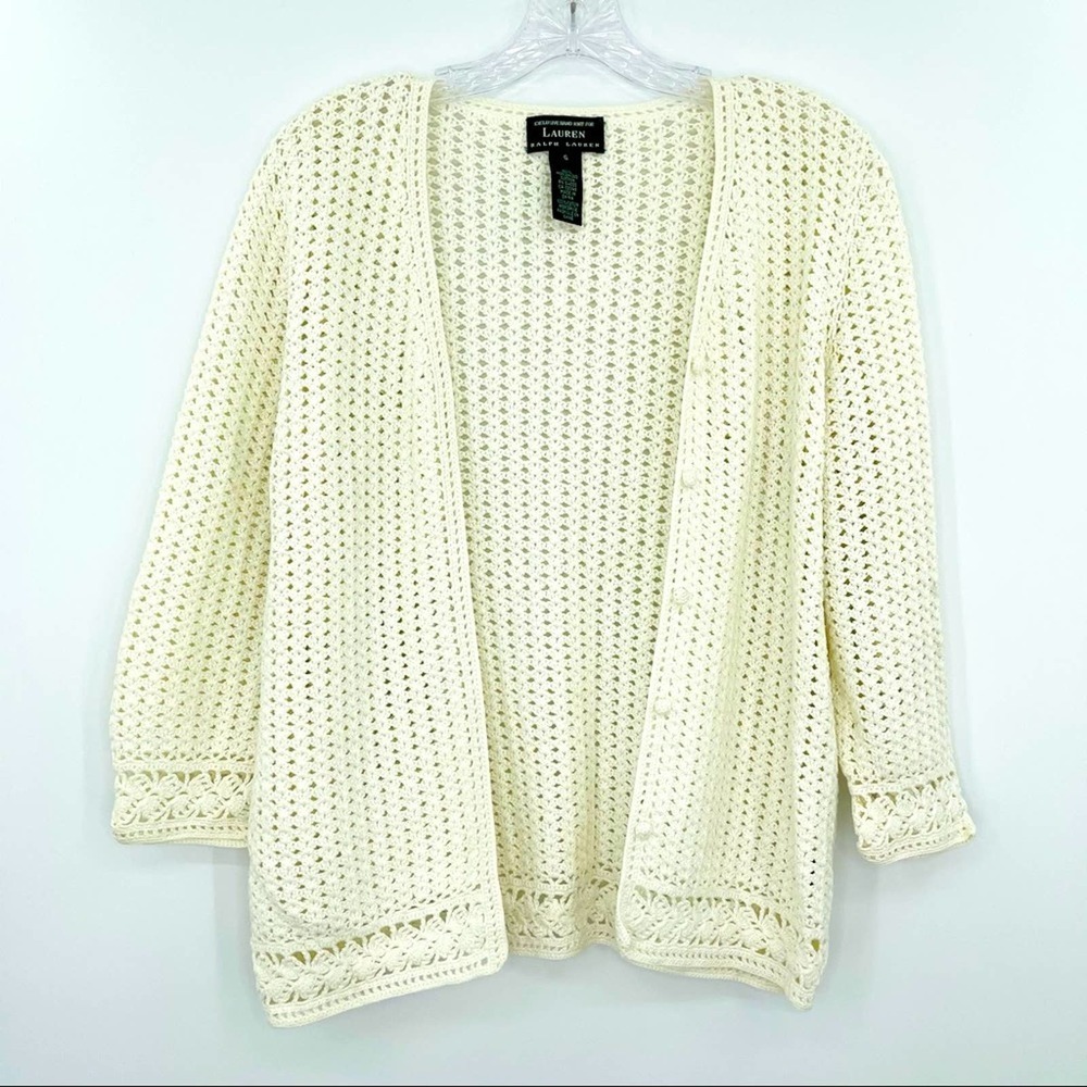 Ralph Lauren Hand Knit Crochet Cardi